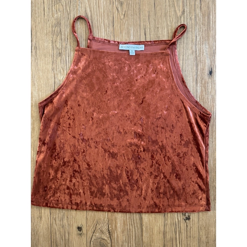 Beyond The Radar Velvet Crop Top Orange Rust Colored Size XL Women's Y2K #90